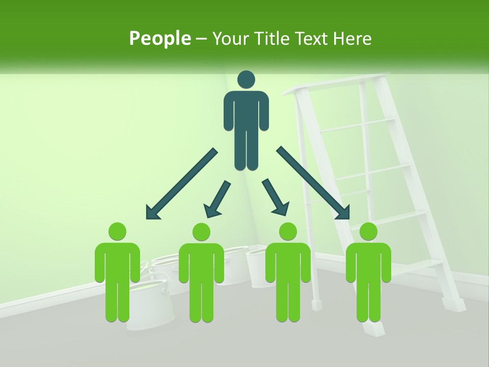 A Green Room With A Ladder And Buckets Of Paint PowerPoint Template