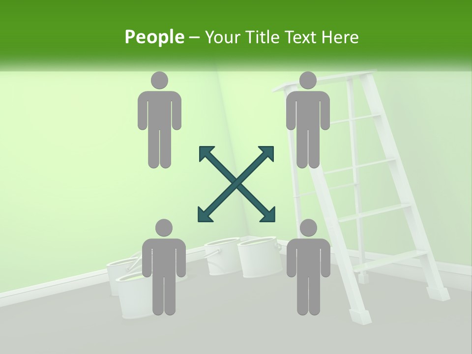 A Green Room With A Ladder And Buckets Of Paint PowerPoint Template