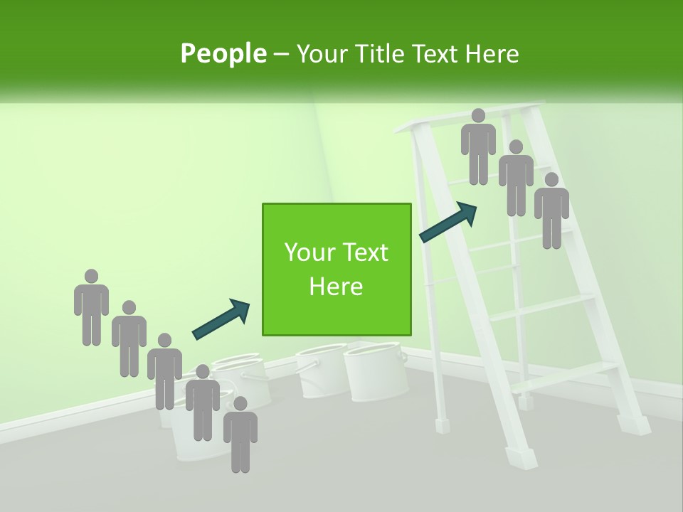 A Green Room With A Ladder And Buckets Of Paint PowerPoint Template