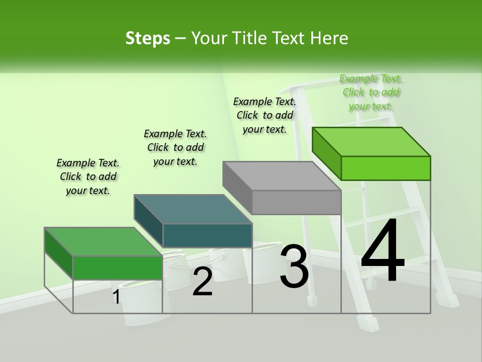 A Green Room With A Ladder And Buckets Of Paint PowerPoint Template