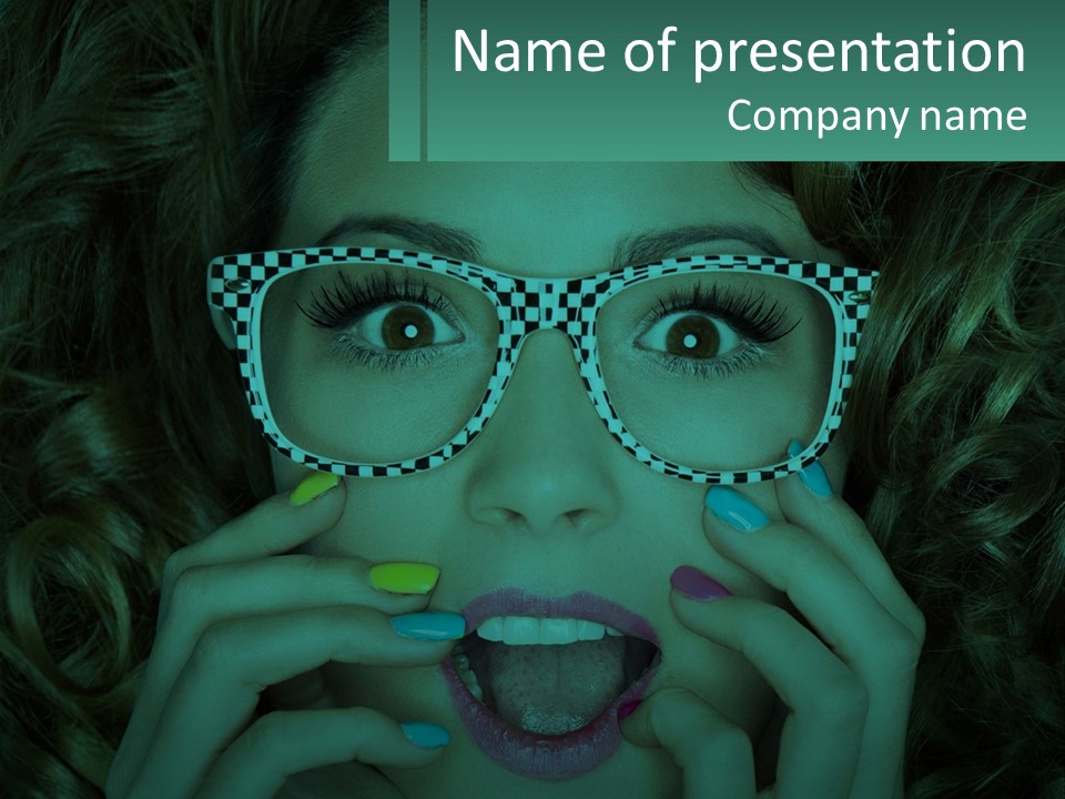 A Woman Wearing Glasses With A Checkered Pattern On Her Face PowerPoint Template