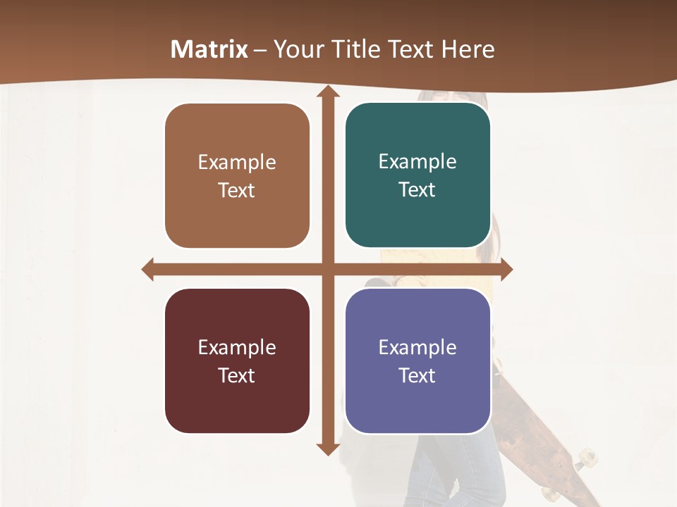 A Woman With A Skateboard Is Smiling For The Camera PowerPoint Template