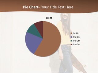A Woman With A Skateboard Is Smiling For The Camera PowerPoint Template
