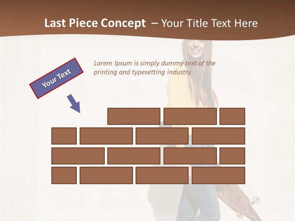 A Woman With A Skateboard Is Smiling For The Camera PowerPoint Template