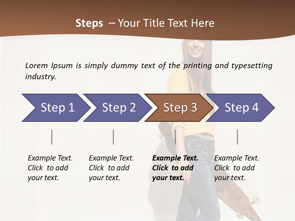 A Woman With A Skateboard Is Smiling For The Camera PowerPoint Template