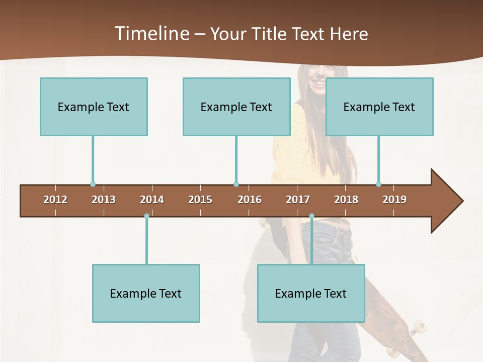 A Woman With A Skateboard Is Smiling For The Camera PowerPoint Template