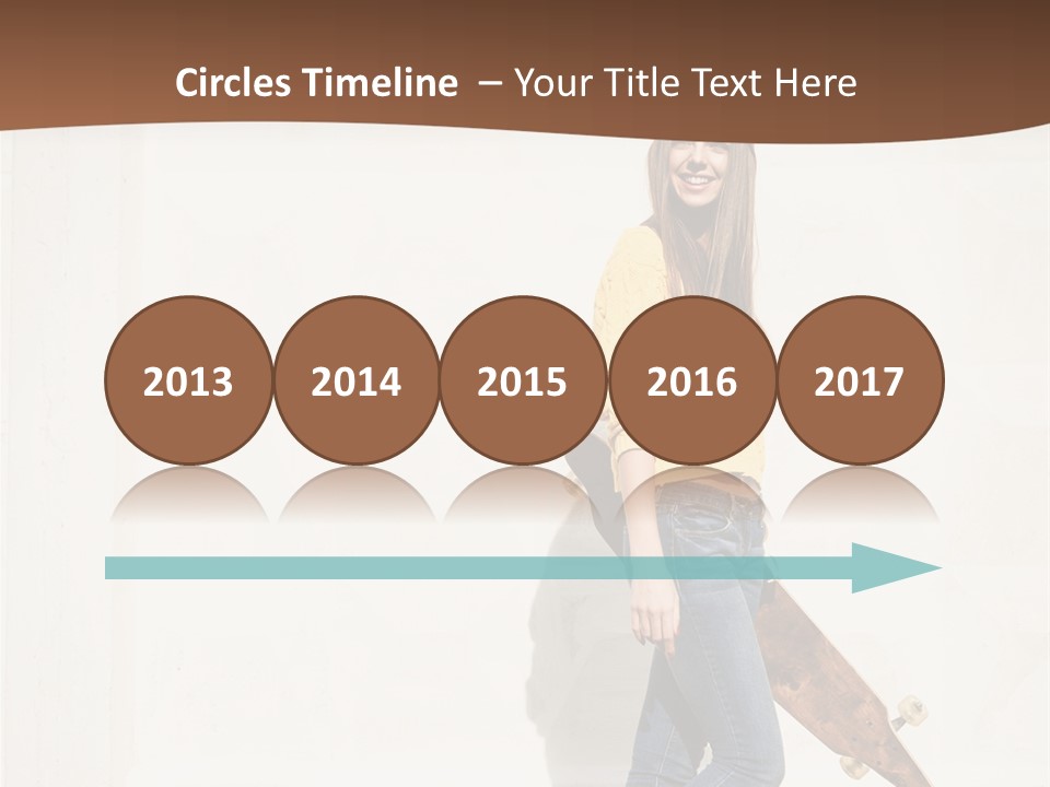 A Woman With A Skateboard Is Smiling For The Camera PowerPoint Template