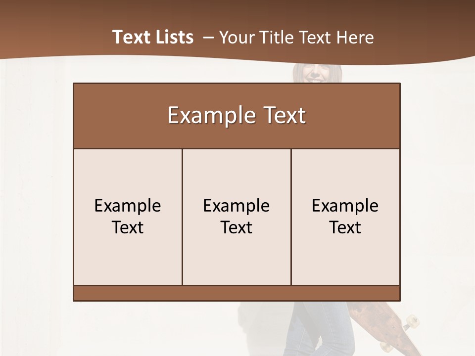 A Woman With A Skateboard Is Smiling For The Camera PowerPoint Template