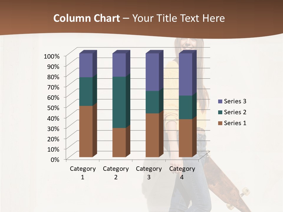 A Woman With A Skateboard Is Smiling For The Camera PowerPoint Template