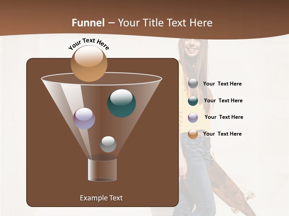 A Woman With A Skateboard Is Smiling For The Camera PowerPoint Template