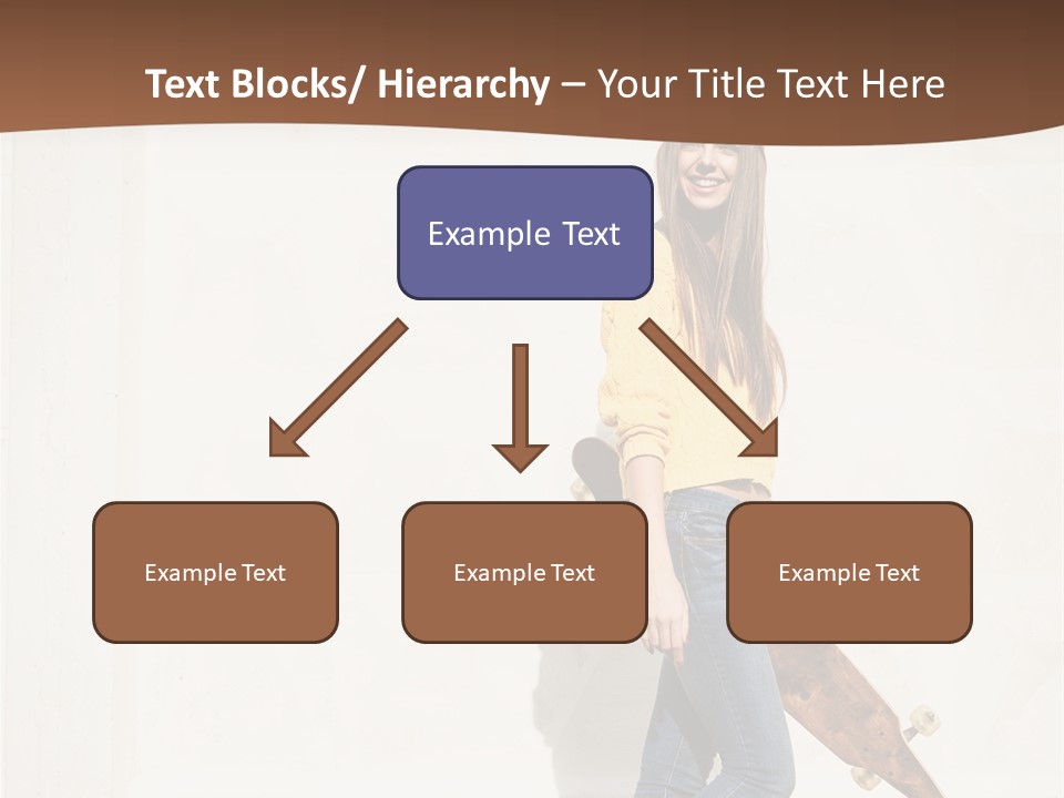A Woman With A Skateboard Is Smiling For The Camera PowerPoint Template