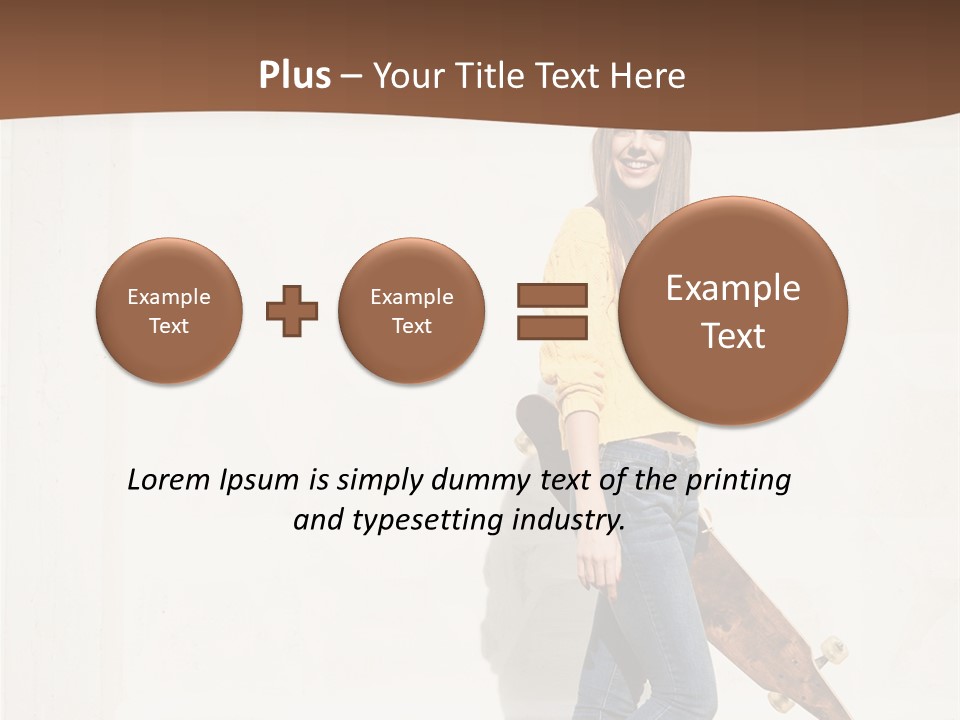 A Woman With A Skateboard Is Smiling For The Camera PowerPoint Template