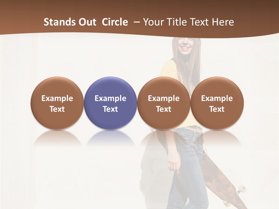 A Woman With A Skateboard Is Smiling For The Camera PowerPoint Template