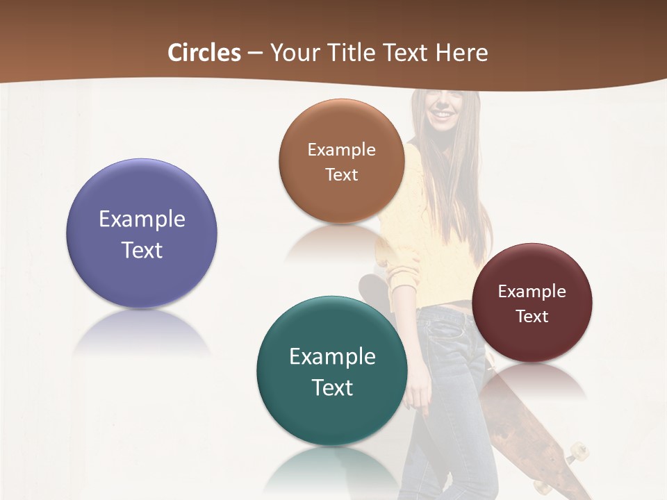 A Woman With A Skateboard Is Smiling For The Camera PowerPoint Template