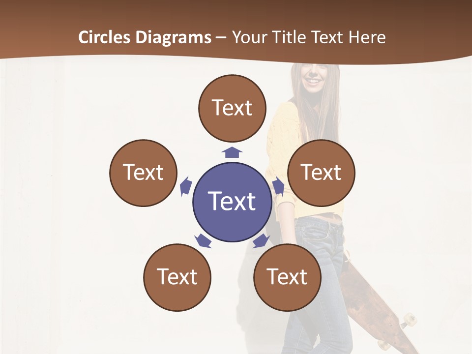 A Woman With A Skateboard Is Smiling For The Camera PowerPoint Template