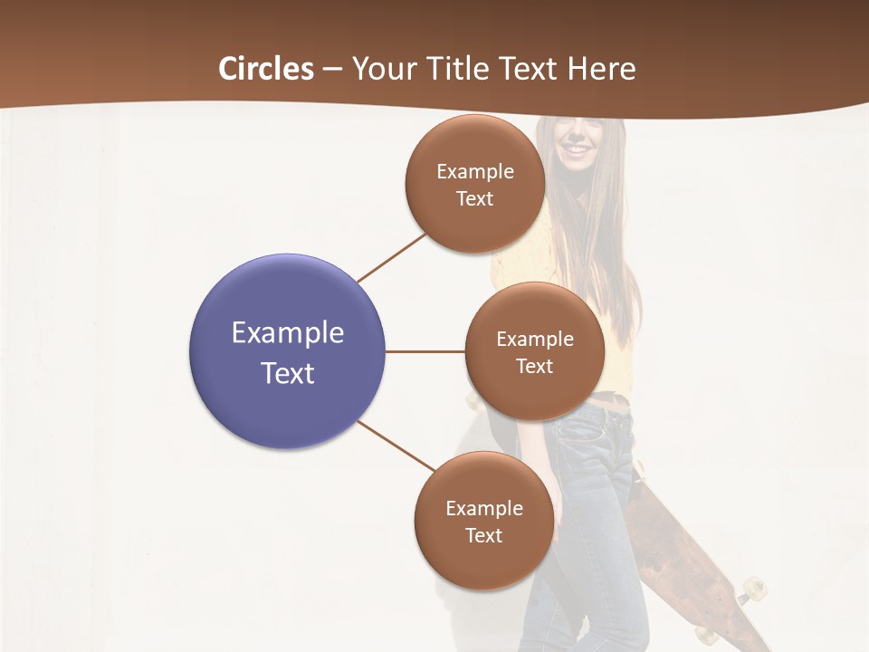 A Woman With A Skateboard Is Smiling For The Camera PowerPoint Template