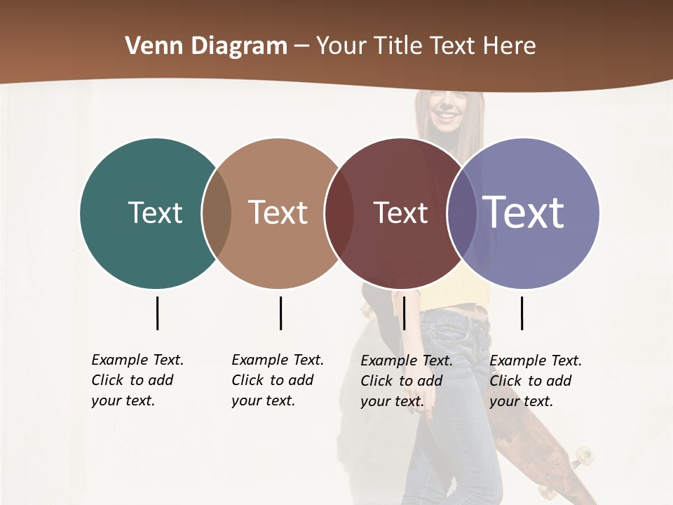 A Woman With A Skateboard Is Smiling For The Camera PowerPoint Template