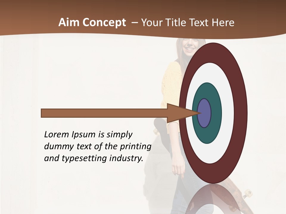 A Woman With A Skateboard Is Smiling For The Camera PowerPoint Template