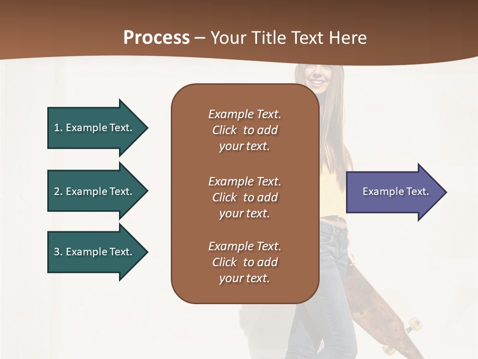 A Woman With A Skateboard Is Smiling For The Camera PowerPoint Template