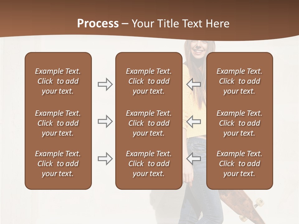 A Woman With A Skateboard Is Smiling For The Camera PowerPoint Template