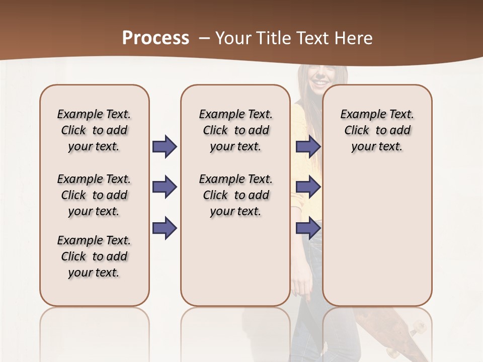A Woman With A Skateboard Is Smiling For The Camera PowerPoint Template