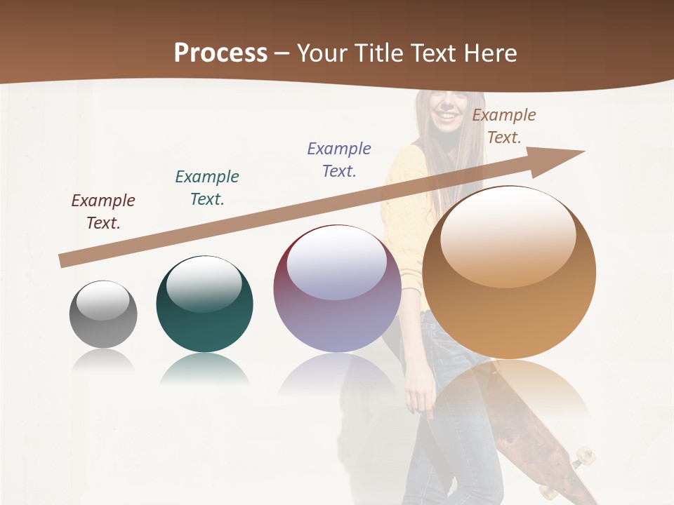 A Woman With A Skateboard Is Smiling For The Camera PowerPoint Template