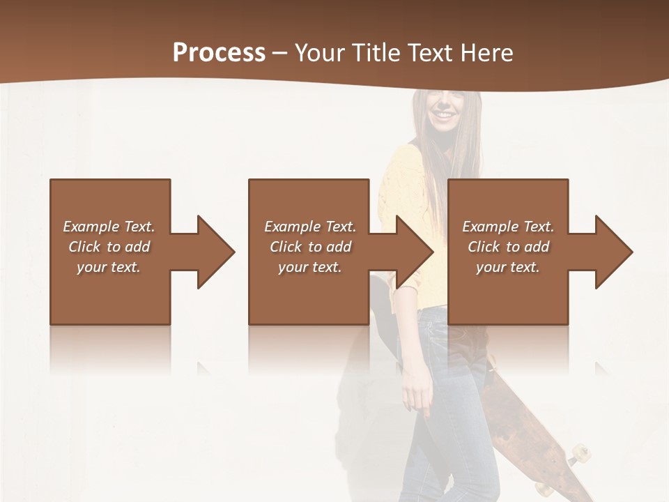 A Woman With A Skateboard Is Smiling For The Camera PowerPoint Template