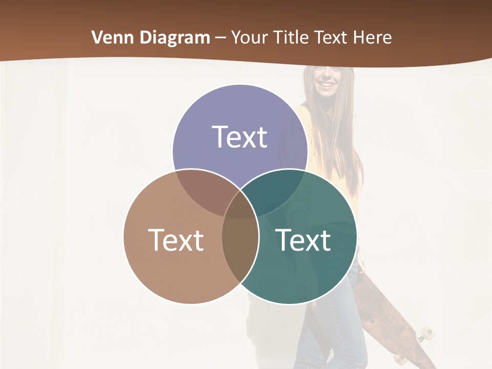 A Woman With A Skateboard Is Smiling For The Camera PowerPoint Template