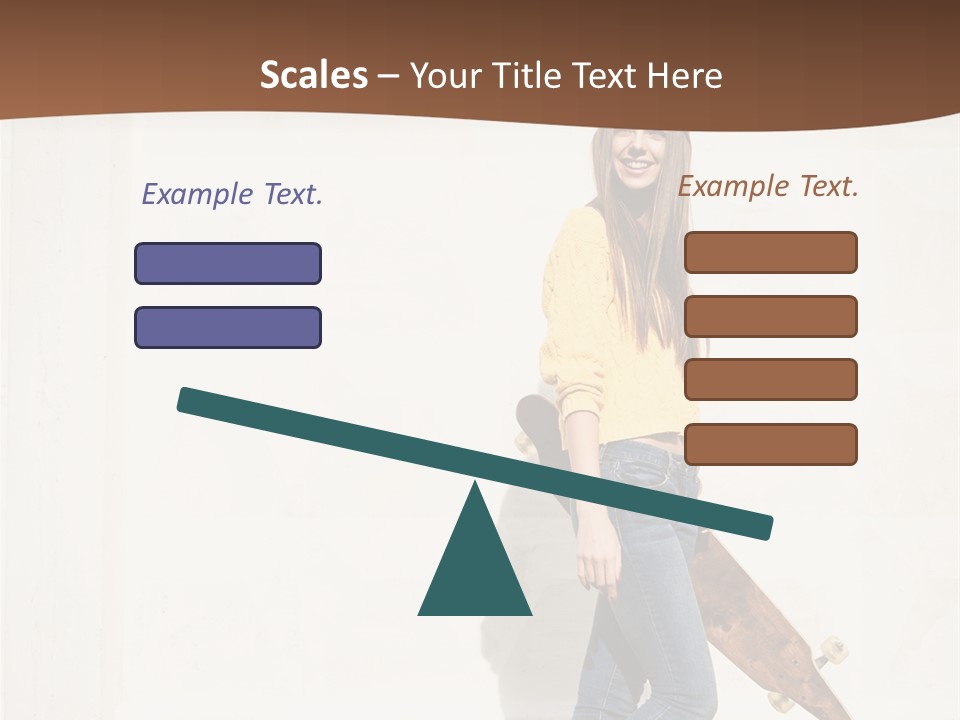 A Woman With A Skateboard Is Smiling For The Camera PowerPoint Template
