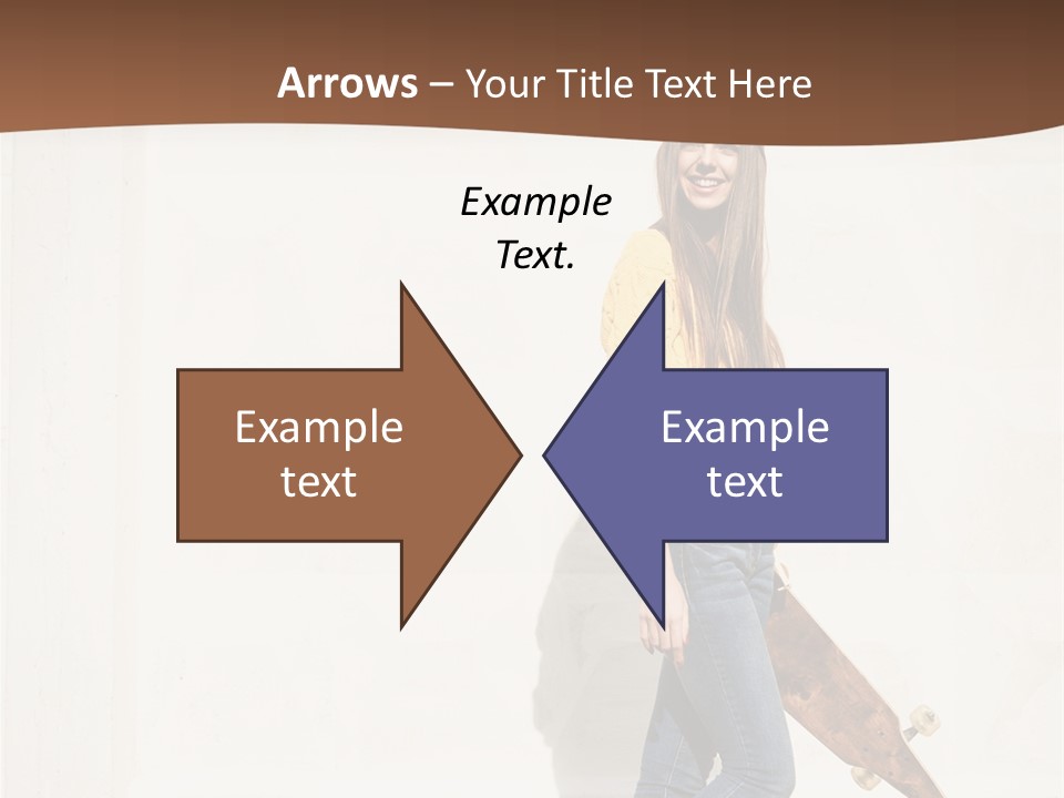 A Woman With A Skateboard Is Smiling For The Camera PowerPoint Template