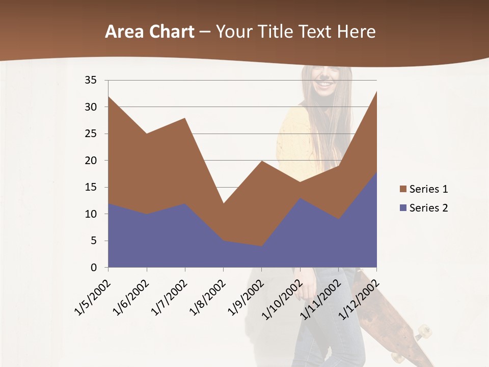 A Woman With A Skateboard Is Smiling For The Camera PowerPoint Template