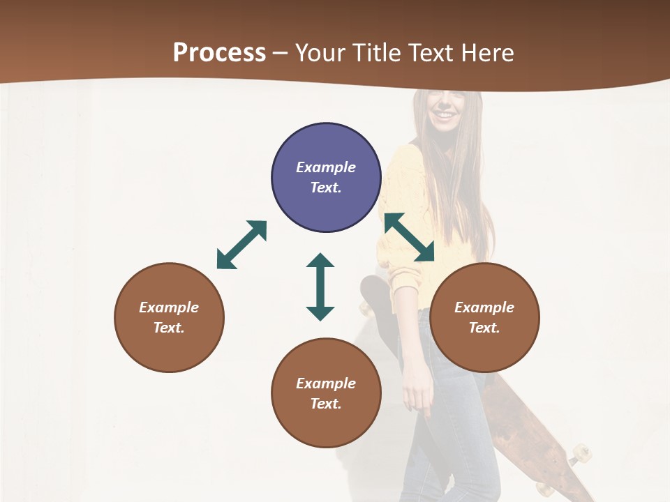 A Woman With A Skateboard Is Smiling For The Camera PowerPoint Template