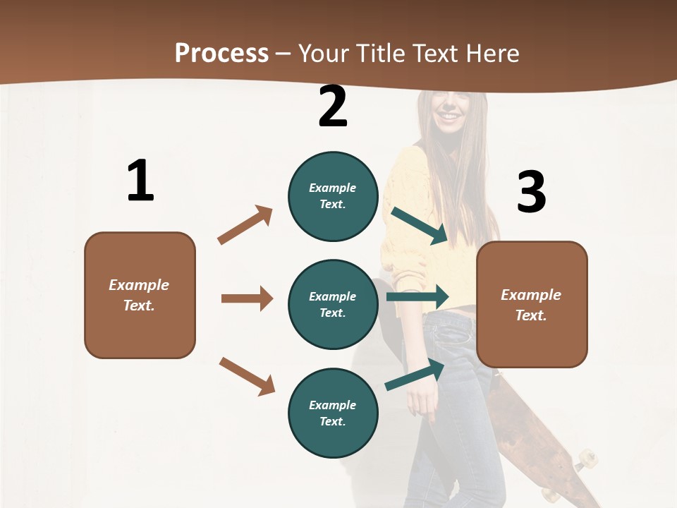 A Woman With A Skateboard Is Smiling For The Camera PowerPoint Template