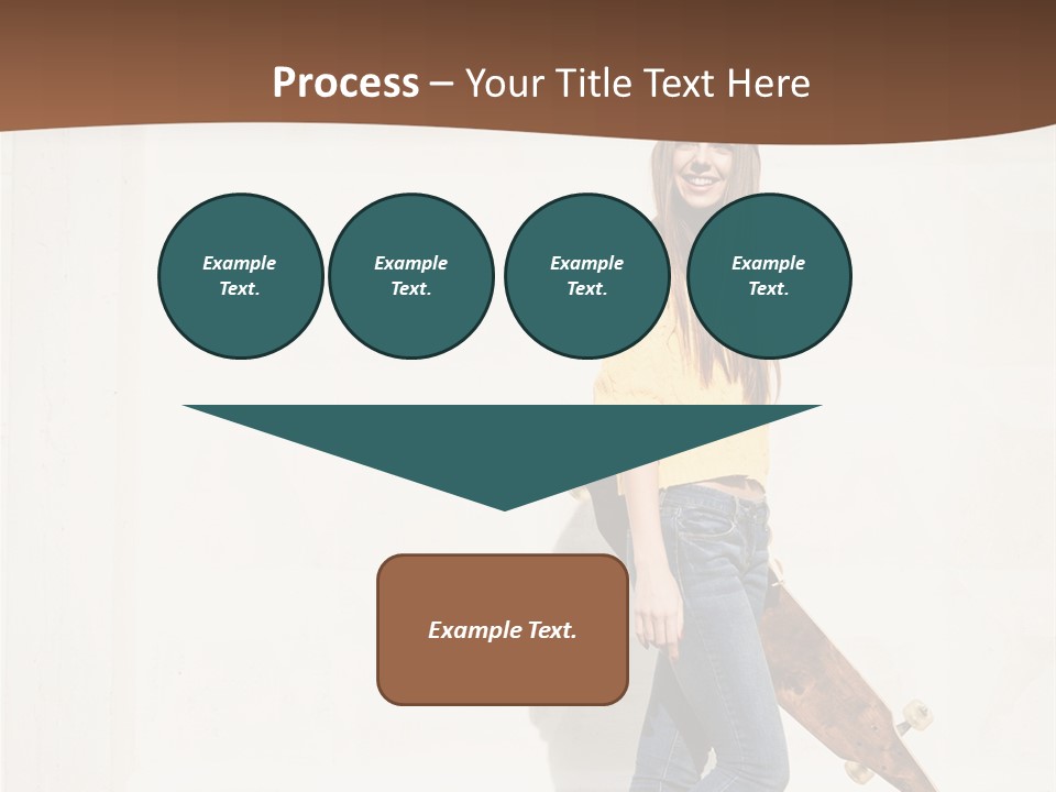 A Woman With A Skateboard Is Smiling For The Camera PowerPoint Template