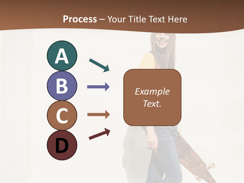 A Woman With A Skateboard Is Smiling For The Camera PowerPoint Template