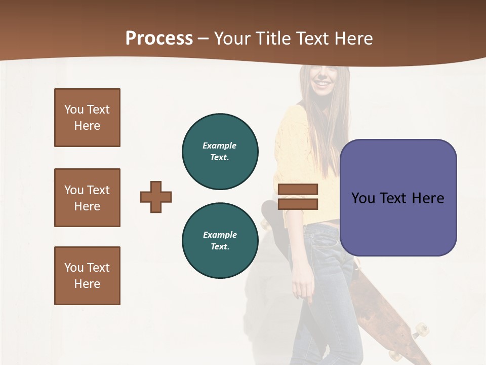 A Woman With A Skateboard Is Smiling For The Camera PowerPoint Template