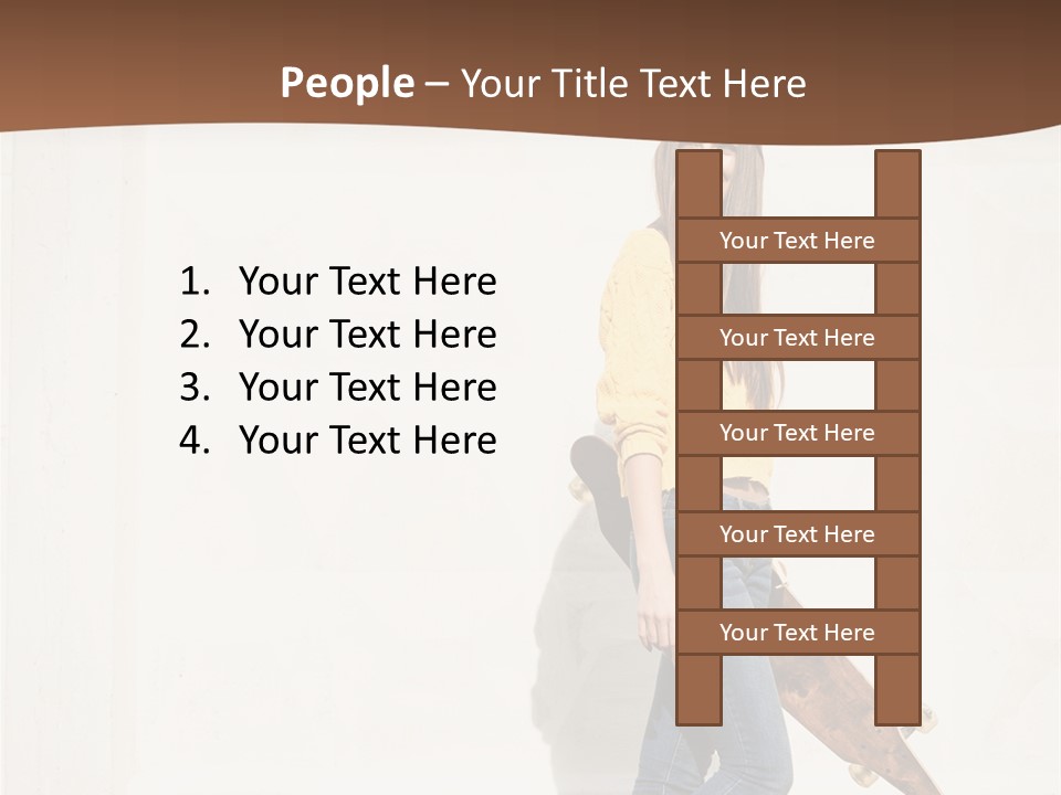 A Woman With A Skateboard Is Smiling For The Camera PowerPoint Template