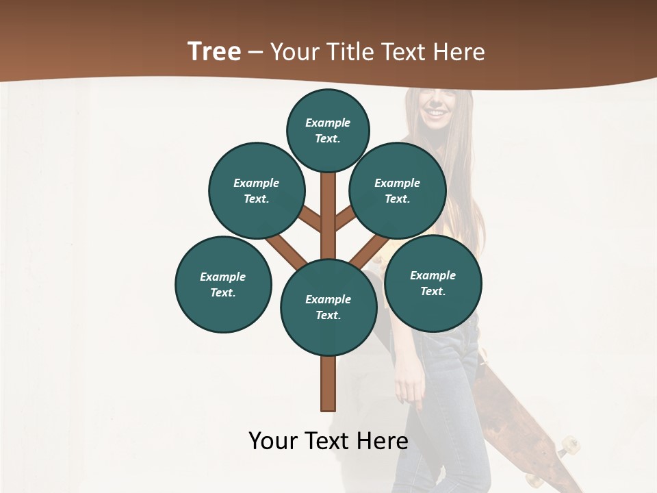 A Woman With A Skateboard Is Smiling For The Camera PowerPoint Template