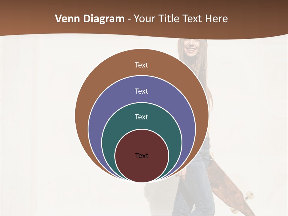 A Woman With A Skateboard Is Smiling For The Camera PowerPoint Template