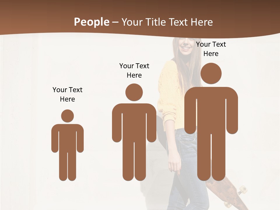 A Woman With A Skateboard Is Smiling For The Camera PowerPoint Template