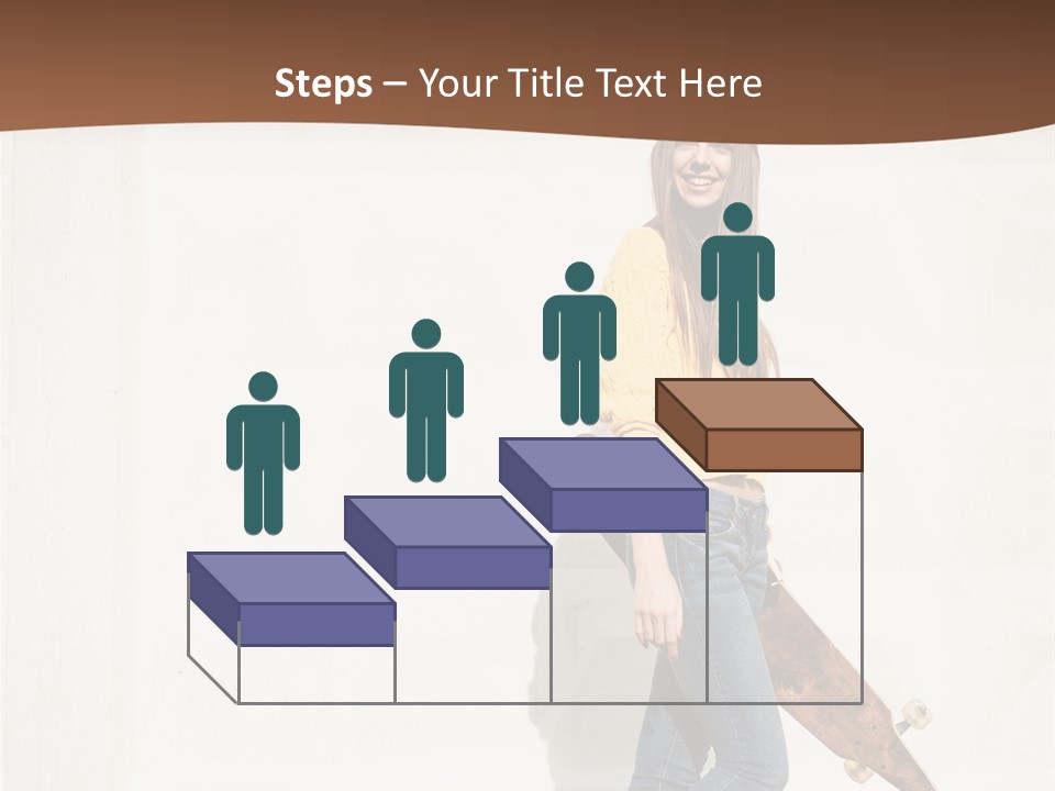 A Woman With A Skateboard Is Smiling For The Camera PowerPoint Template