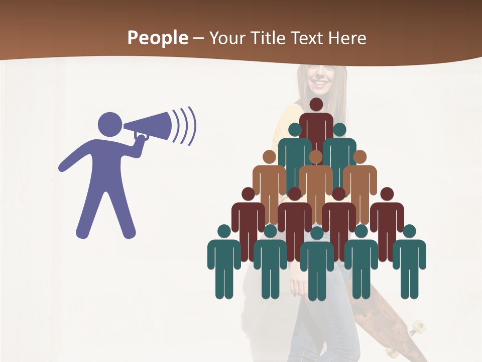 A Woman With A Skateboard Is Smiling For The Camera PowerPoint Template