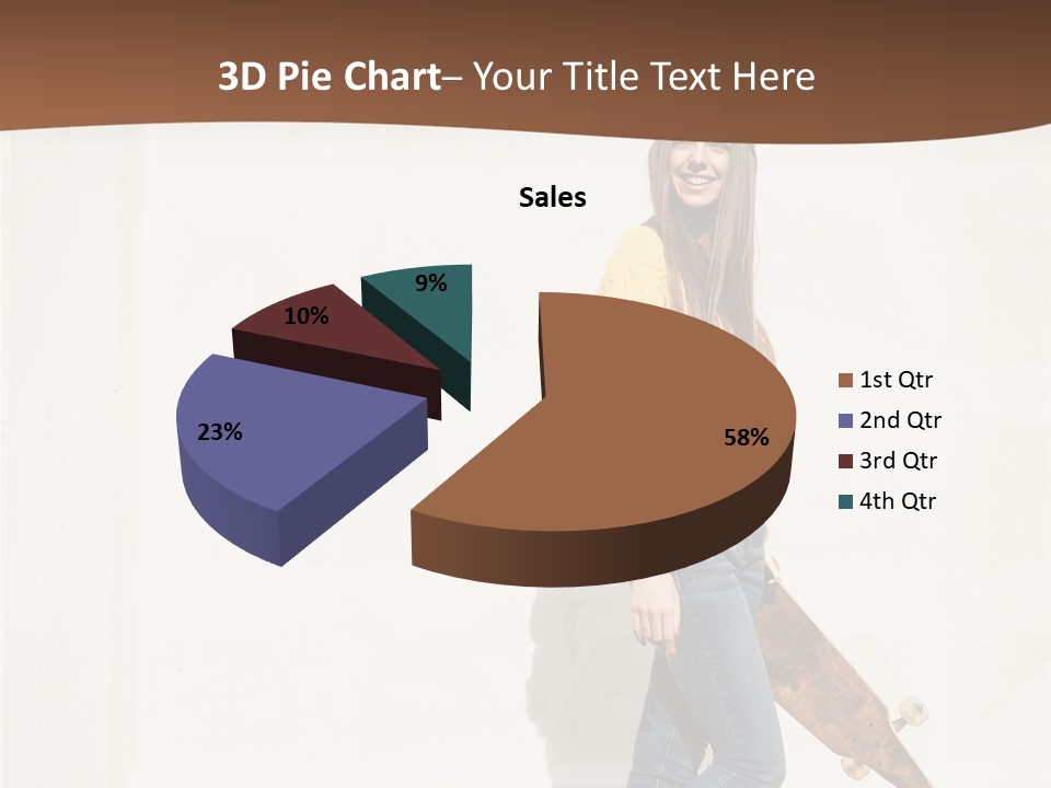 A Woman With A Skateboard Is Smiling For The Camera PowerPoint Template