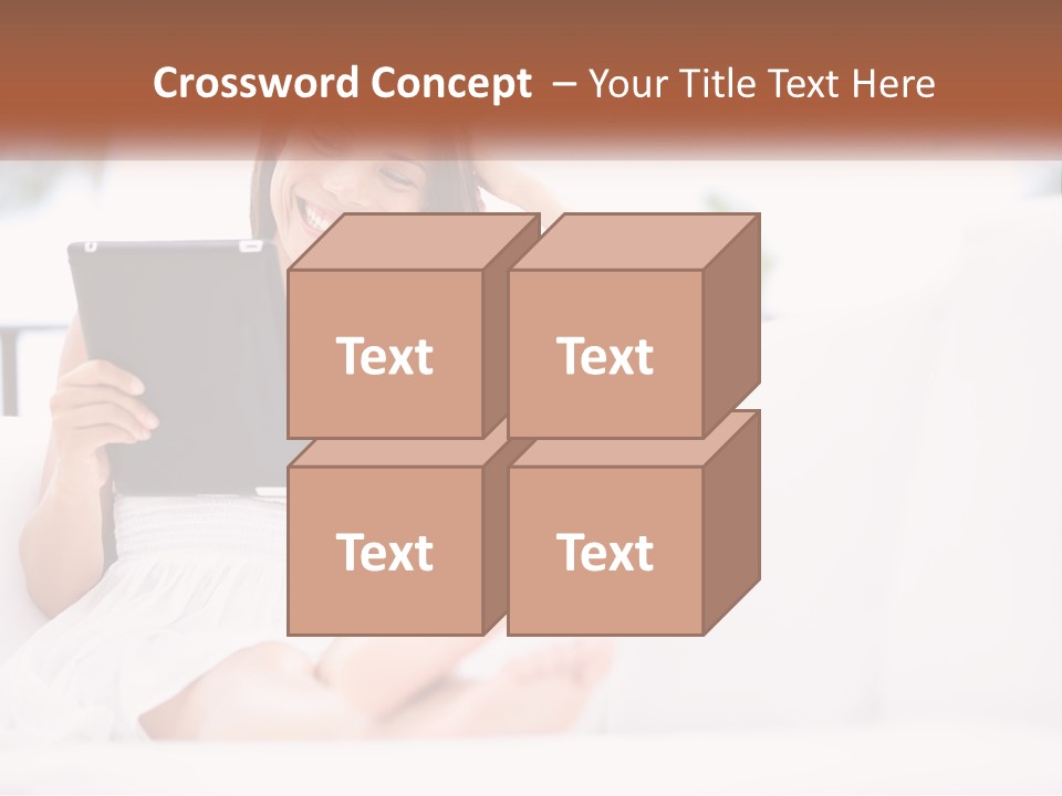 A Woman Sitting On A Couch Holding A Tablet PowerPoint Template