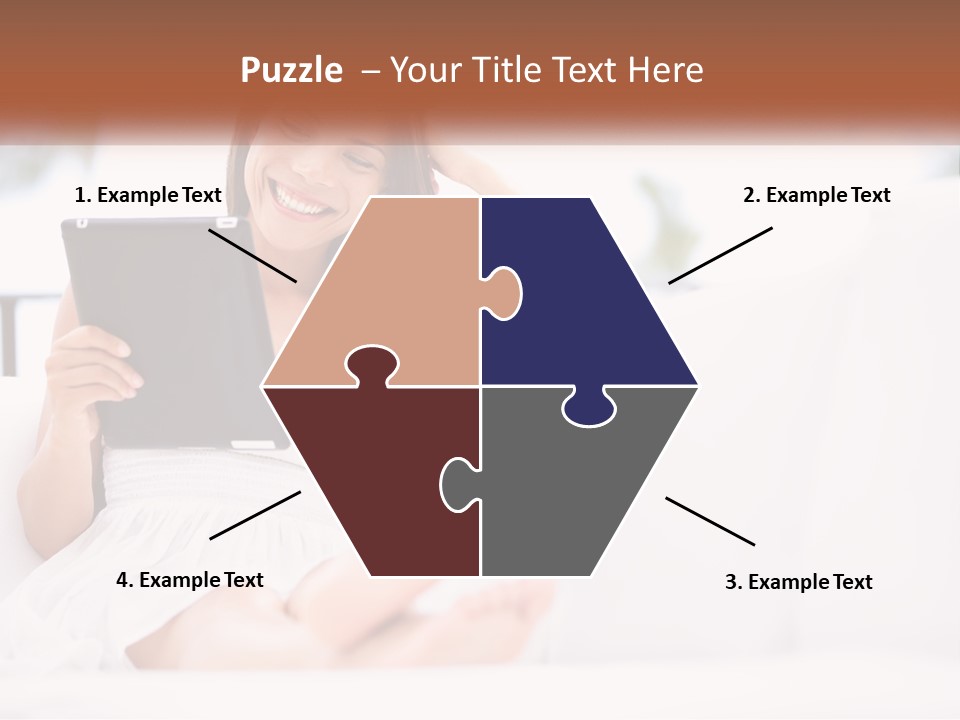 A Woman Sitting On A Couch Holding A Tablet PowerPoint Template