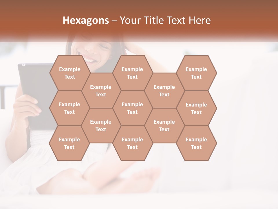 A Woman Sitting On A Couch Holding A Tablet PowerPoint Template