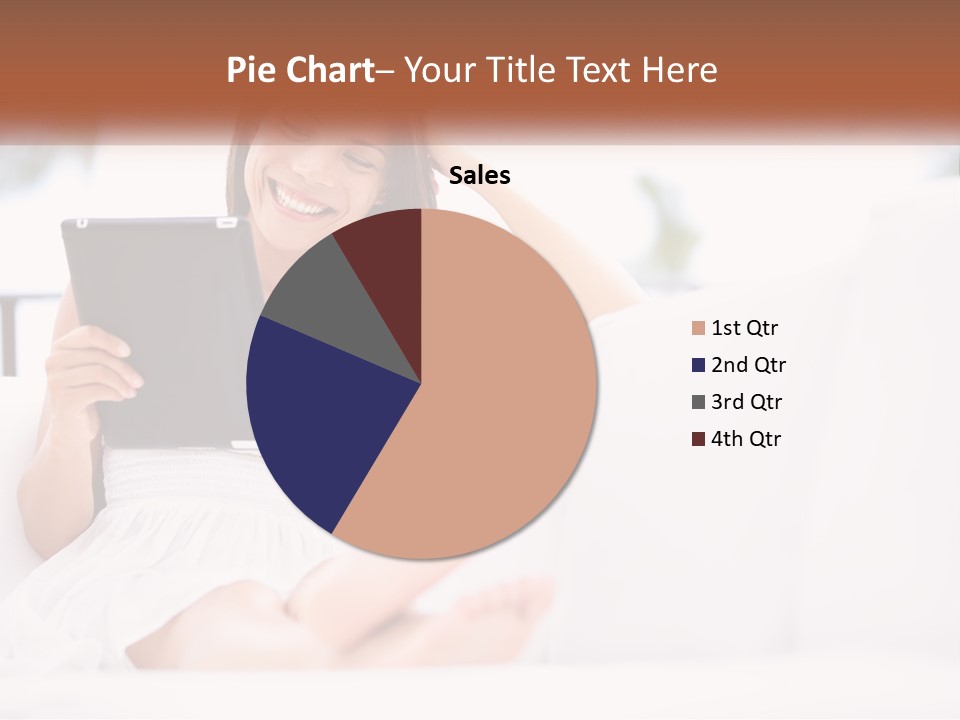 A Woman Sitting On A Couch Holding A Tablet PowerPoint Template