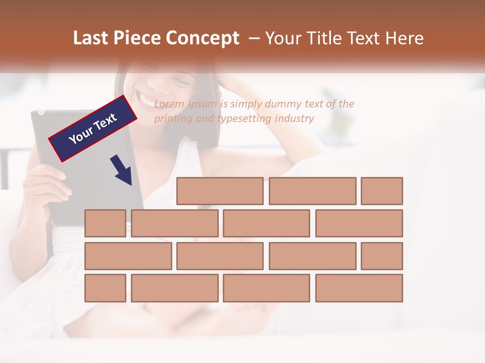 A Woman Sitting On A Couch Holding A Tablet PowerPoint Template