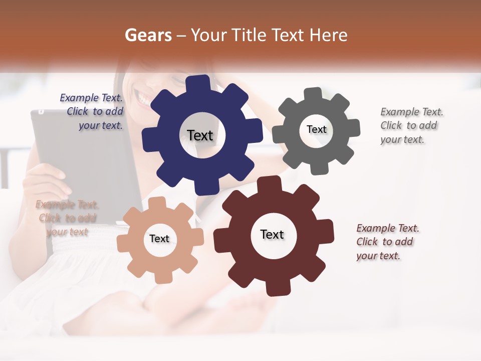 A Woman Sitting On A Couch Holding A Tablet PowerPoint Template