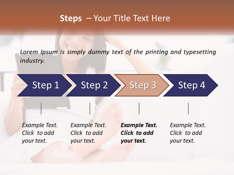 A Woman Sitting On A Couch Holding A Tablet PowerPoint Template